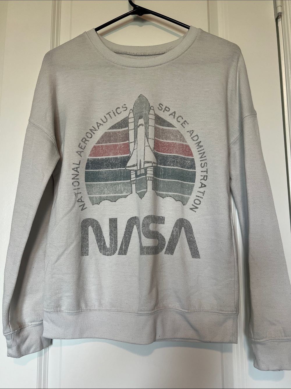 Zoe + Liv Light Gray NASA Graphic Crewneck Sweatshirt